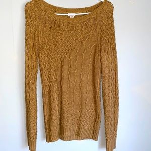 Mossimo Supply Co. Cable Knit Crewneck Sweater - Mustard Brown XS